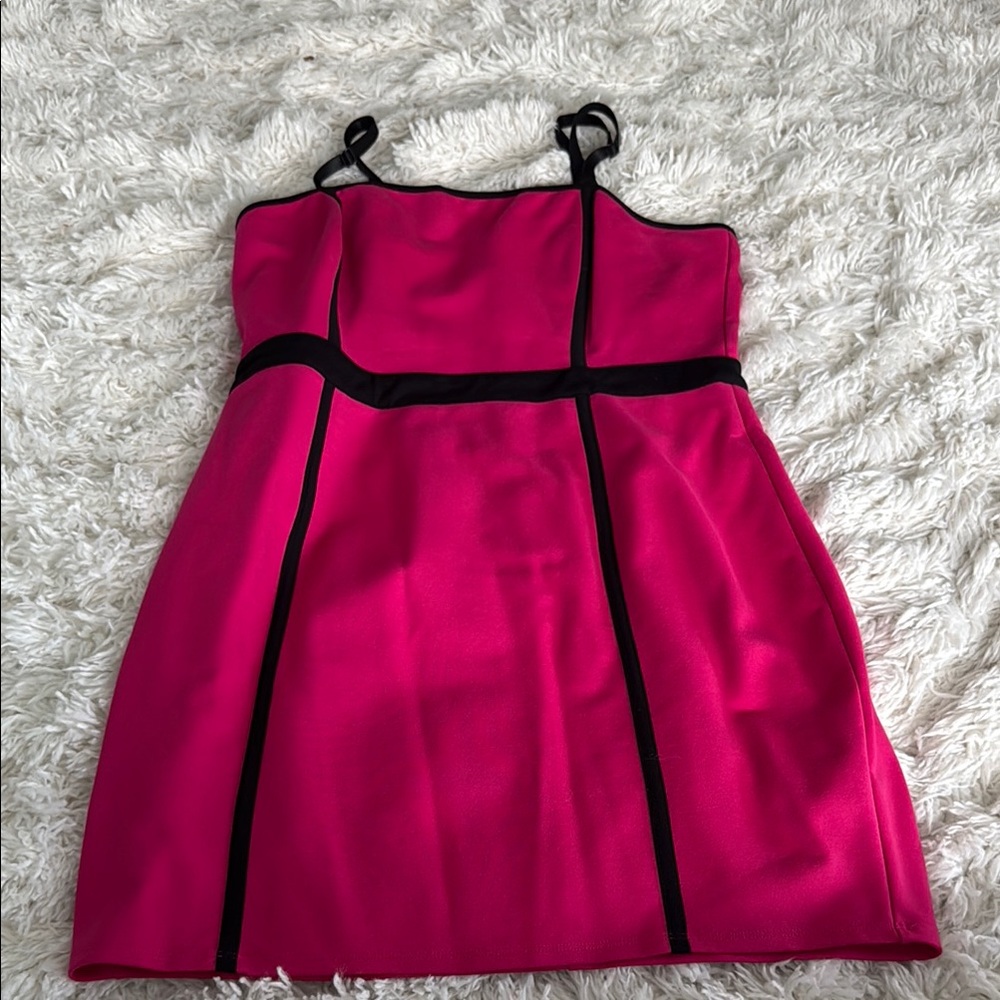 by the way. Pink and Black Mini Dress